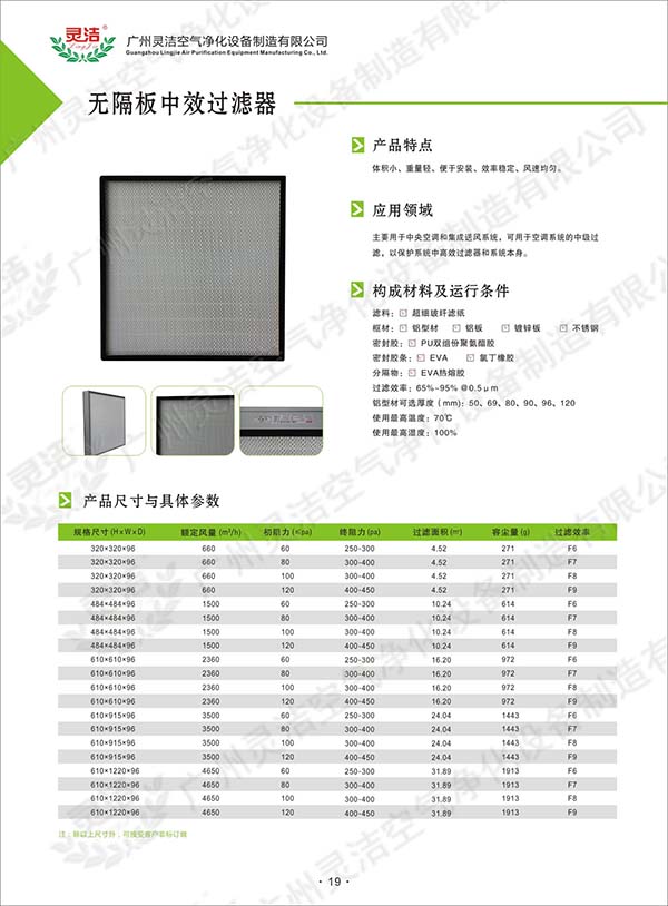 無隔板亞高效空氣過濾器是什麽?